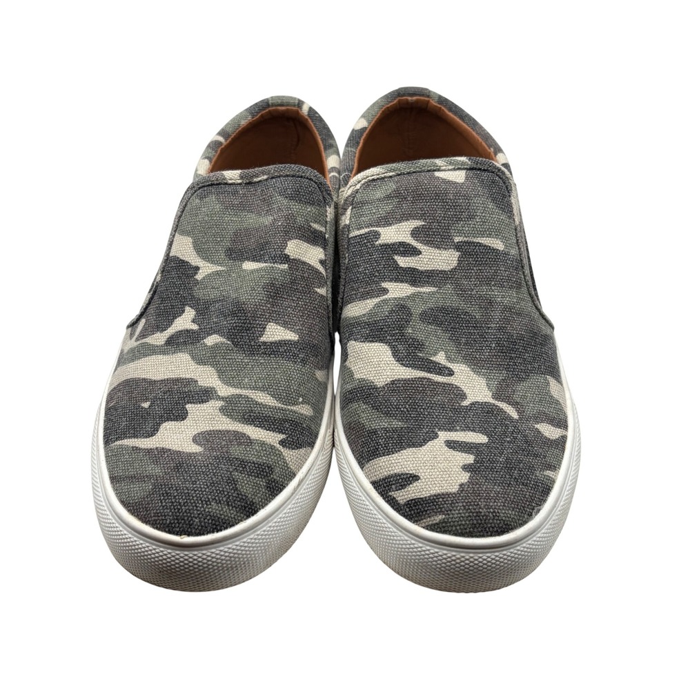 Steve Madden Amplify Camo Slip On Sneakers Womens 8.5 Green Camouflage Canvas